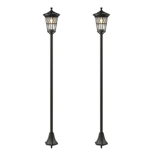 Outsunny Conjunto de 2 Candeeiros Solares de Jardim com Altura Ajustável, 2 Modos de Brilho e IP44 Impermeável para Terraço e Pátio, Preto