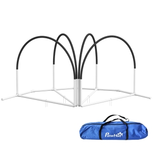 PawHut Honden-Agility-Set Hondentrainingsaccessoires Agility-Set, 4 stuks, 89 x 69 x 99 cm, Wit + Zwart