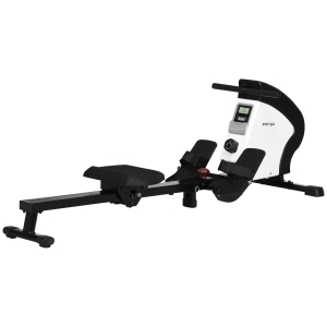 Rameur d'appartement pliable - Aosom.fr x FFHandball - 8 niveaux de résistance magnétique, écran LCD - acier noir blanc