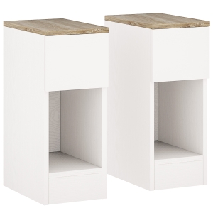 HOMCOM Set of Two Modern Storage Bedside Tables - Cream White