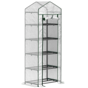 Outsunny Mini-kas voor Bloemen of Groenten, Staal, Plastic, 69L x 49B x 193H cm, Wit