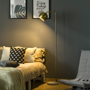 HOMCOM Lampada da Terra Moderna con Paralume Regolabile in Stile Vintage Compatibile con E27 40W - Oro
