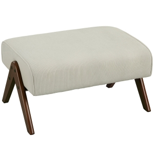 HOMCOM Apoio para Pés Estofado em Veludo Otomana Retangular com Assento Almofadado e Pés de Madeira 69x47x36 cm Bege