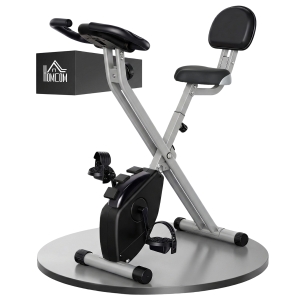 HOMCOM Vélo d'Appartement Pliable Magnétique Cardio-training - Sport Maison avec 8 Niveaux de Résistance et Roulettes - Silencieux Home Trainer avec Capteur de Pouls pour Fitness Homme et Femme, Noir