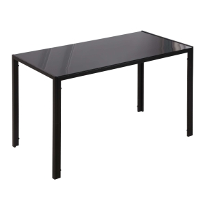 HOMCOM Mesa Sala de Jantar de Cristal Mesa Retangular para 4-6 pessoas com Pés de Metal Multifuncional 120x60x75 cm Preto
