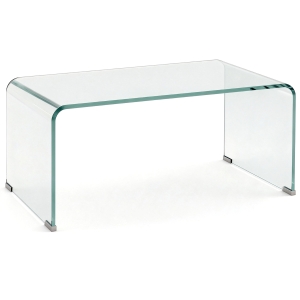 HOMCOM Stevige salontafel van glas, één-delig ontwerp, eenvoudig en modern, 80 x 45 x 35 cm, transparant