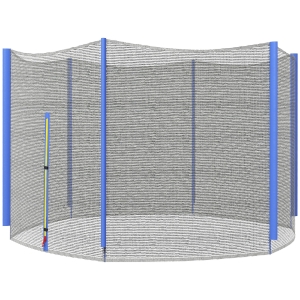 SPORTNOW Red de Seguridad para Cama Elástica Ø305 cm para Exterior de 6 Postes con Anti-UV y Puerta con Cremallera Azul y Negro