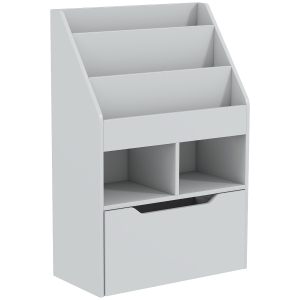 HOMCOM Kinderregal mit Schublade, Bücherregal mit Fächern, 60 x 29,9 x 90 cm, Grau
