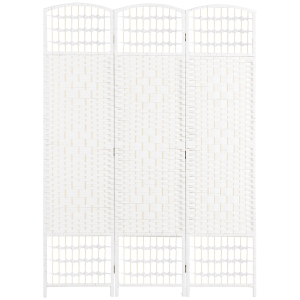 HOMCOM Biombo Separador de Ambientes de 3 Paneles Plegable de Cuerda de Papel 120x170cm Decoración para Dormitorio Salón Blanco