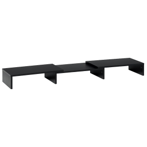 Vinsetto Soporte Elevador para Monitores de Madera Ajustable en Longitud y Ángulo para 2 Pantallas de Ordenador Portátil 80-117x23,5x10 cm Negro
