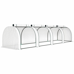 Outsunny Kas, winterbestendige foliekas met oprolbare ritssluiting 395 x 100 x 80 cm wit