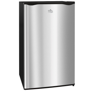 HOMCOM Under Counter Fridge, 91L Small Fridge with Chiller Box, Removable Shelf, Reversible Door, Adjustable Legs, Mini Refrigerator,  Silver Tone