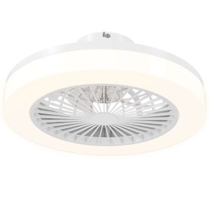 HOMCOM Ventilateur de plafond avec lumière et télécommande 6 vitesses, minuterie, luminosité réglable, blanc