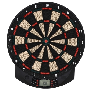 HOMCOM Cible jeu de fléchettes électronique 26 Jeu principals et 185 jeux variations cibles électroniques pour 8 joueurs 30 flechette pointe affichage LCD haut-parleur noir