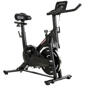 SPORTNOW Cyclette Magnetica Regolabile con Display LCD e Supporto per Tablet, in Acciaio e ABS, 103x49x98-112 cm, Nero
