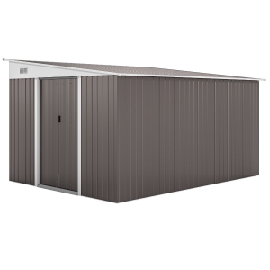 Outsunny Metall-Geräteschuppen Schrägdach verriegelbare Doppeltür 2,8 x 3,45 x 2,01m Grau