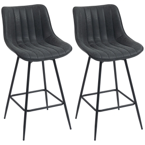 HOMCOM Set van 2 barkrukken – 68 cm draaibaar met rugleuning, geschikt voor kookeiland, eetkamer, zwart