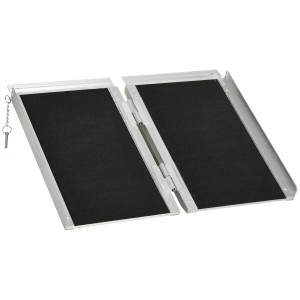 HOMCOM Rampa pentru Scaun cu Rotile, Pliabila din Aluminiu Texturat, Rampa Portabila pentru Prag de 5cm pentru Intrari