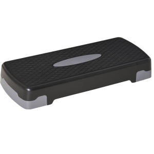 HOMCOM Steppbrett Aerobic Stepper 2-Stufig Höhenverstellbar 10-15cm, Rutschfest Fitness Stepper, Mini Steppbrett für Zuhause Heim Büro, Schwarz+Grau