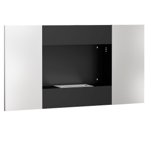 HOMCOM Șemineu Bioetanol 0,9L de Perete din Oțel Inoxidabil, 100x15x54 cm, Negru și Argintiu