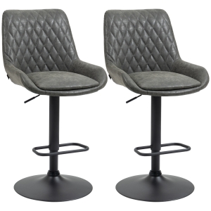HOMCOM Barhocker Küchenhocker Designhocker, höhenverstellbar, mit Fußstütze, 51 cm x 59 cm x 117 cm, Dunkelgrau + Schwarz