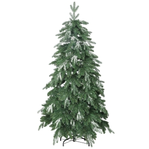 HOMCOM Árvore de Natal Artificial 150 cm Ramos Realistas com Efeito Neve Árvore de Natal com Suporte em Aço Base Dobrável Verde