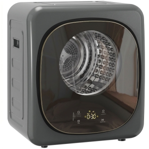 HOMCOM 4 kg Wäschetrockner, kompaktes Design, 5 Modi, Timer, Grau+Schwarz