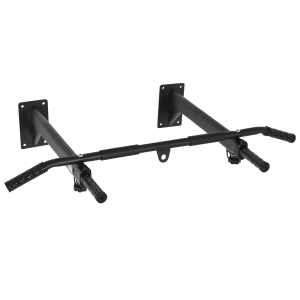HOMCOM Klimmzugstange zur Wandmontage oder Deckenmontage bis 150 kg belastbar, Multifunktionale Pull Up Bar mit rutschfest Griffe, Ösen sicher stabil Klimmzug Stange für Fitness Zuhause, Stahl Schwarz