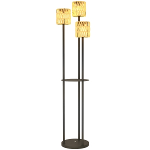 Outsunny Solar Stehlampe Rattan Solarlampen mit Lichtsensor 3 Lichte Solarleuchte im Boho-Stil IP44 Ø37 x 144H cm