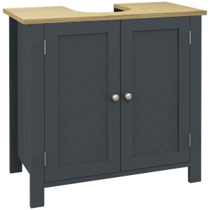 kleankin Dulap Sub Chiuvetă din PAL și MDF cu 2 Uși și Raft Interior Reglabil, 60x30x60 cm, Gri