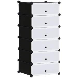 HOMCOM Armoire à chaussures modulable range chaussures meuble de rangement avec 6 cubes rectangulaires empilable en