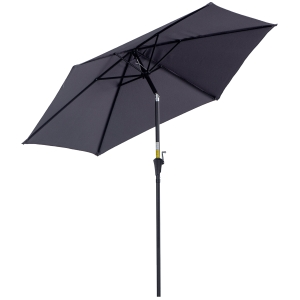 Outsunny Knickschirm Sonnenschirm Gartenschirm Marktschirm mit Handkurbel Alu 180/㎡ Polyester Dunkelgrau ∅2,6 x 2,35 m
