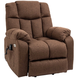 HOMCOM Aufstehsessel mit Liegefunktion und Fernbedienung 92 x 95 x 107 cm, Braun