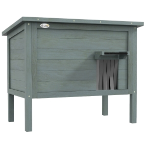 PawHut Buitenkattenhuis Kattenhut, Weerbestendig, 1 Raam, 1 Deur, 85 x 50 x 68,5 cm, Donkergrijs+Zwart
