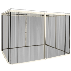 Outsunny 4 Paneles Laterales 3x2 cm para Carpa de Jardín Tela Mosquitera para Cenador Gazebo con Cremalleras y Anillas Negro