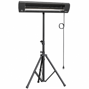 Outsunny Aquecedor de Infravermelhos para Terraço de Pé 2500 W Tripé Regulável IP65 Controlo Tátil/Remoto 3 Níveis de Calor Temporizador