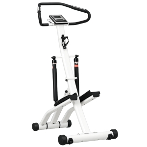 SPORTNOW Stepper Machine for Home, Foldable Stair Stepper with 12-Level Hydraulic Resistance, Stair Climber with LCD Monitor, Heart Rate Sensor and Drink Holder, White and Black