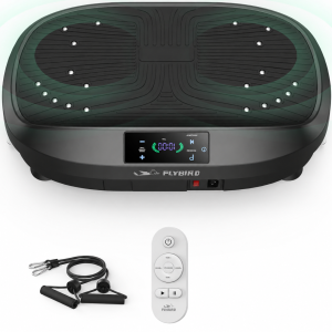 Vibrationsplatte, 5 Programme (inkl. HIIT) + Widerstandsseile, 50.8x35.6x12.7 cm, Schwarz