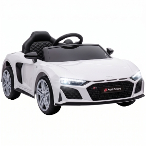 AIYAPLAY Macchina Elettrica per Bambini 3-6 Anni 12V Audi R8 Spyder, 3-5 km/h con 2 Motori e Telecomando, Bianco