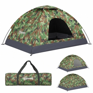 Outsunny 2 Person Camping Tent, Dome Tent with Zipped Doors, Storage Pocket, Portable Handy Bag, Multicoloured