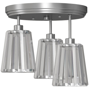 HOMCOM Candeeiro LED de Teto em Vidro Cristal com 3 Luzes Soquetes E27 sem Lâmpada para Sala de Estar Prata