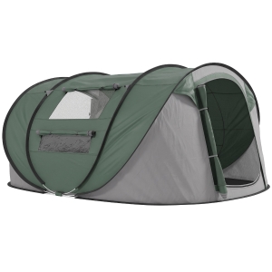Outsunny Tenda de Campismo Pop-up para 2-3 Pessoas Tenda de Campismo com Janelas Impermeável Anti-UV 263,5x220x123 cm Verde e Cinza