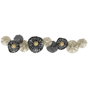 HOMCOM Wandbild, Wandschmuck mit Metallrahmen, moderner Stil, Schwarz+Gold