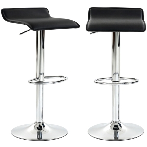 HOMCOM Conjunto de 2 Bancos de Bar Giratórios Bancos Altos de Cozinha com Altura Ajustável 62-83 cm com Encosto e Apoio para os Pés Preto