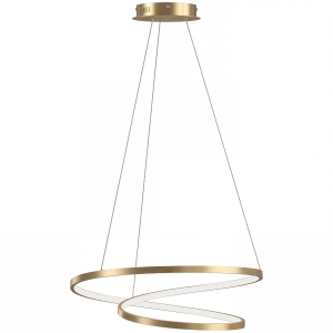 HOMCOM 38W Lâmpada Pendente LED com 2 Anéis e 3 Temperaturas de Cor, 3000-6000K, Altura Ajustável, Ouro