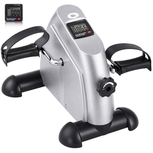 HOMCOM Mini Cyclette Portatile per Gambe e Braccia, Pedaliera per Riabilitazione con Display LCD, Argento