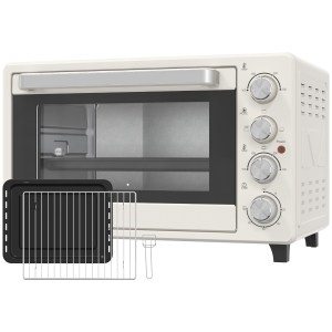 HOMCOM Forno Elétrico de Bancada 32 L 1600 W com 3 Modos de Calor Temporizador e Temperatura Regulável 52,2x38,1x33,5 cm Creme
