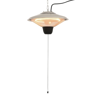 Outsunny 1500W Outdoor Heater Outdoor Ceiling Mounted Aluminium Halogen Electric Hanging  Heating Light Pull Switch Control