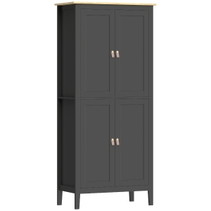 HOMCOM Buffet de cozinha, móvel alto para cozinha com LED regulável e sensor de movimento, 80 x 40 x 176,5 cm, preto