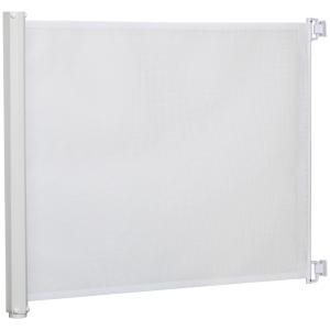 PawHut Retractable Stair Gate,  Dog Pet Barrier, for Doorway, Staircase, Hallway - White